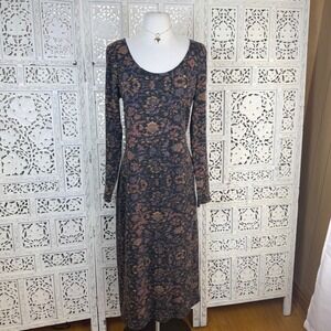 Peruvian Connection Dynasty Midi Dress Women Medium Long Sleeve Artsy Indie